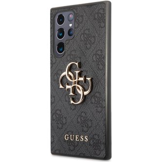 Guess PU 4G Metal Logo kryt Samsung Galaxy S22 Ultra šedý