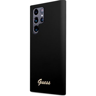Guess Silicone Metal Logo kryt Samsung Galaxy S22 Ultra černý
