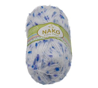 Příze PARIS BEBE - bílá, modré nopky - 100g / 175 m
