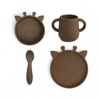 NUUROO Lykke Silikonový Jídelní set Giraf Acorn