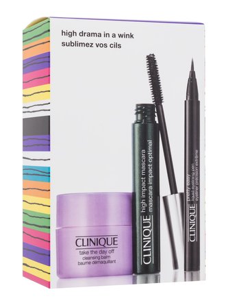 Clinique High Drama In A Wink řasenka High Impact 7 ml + oční linka Pretty Easy Liquid Eyelining Pen 0,34 ml Black + odličovací balzám Take The Day Off Cleansing Balm 15 ml