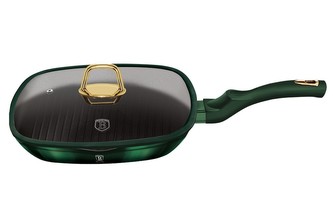 Pánev grilovací s poklicí a titanovým povrchem 28 cm Emerald Collection