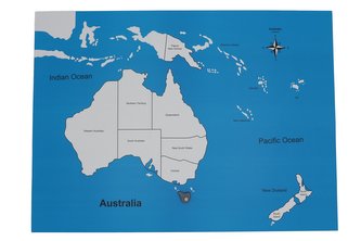 Kontrolní mapa - Australie Nová - s popisky