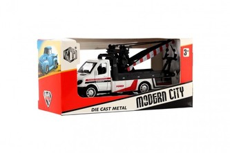 Auto odtahovka kov/plast 12cm na zpětné natažení 2 barvy v krabičce 15x7x6cm