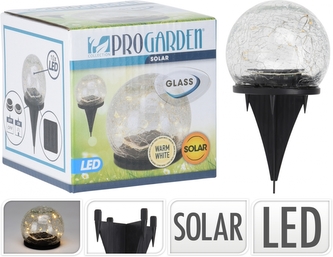 Solární lampa styl popraskané sklo 8x19 cm