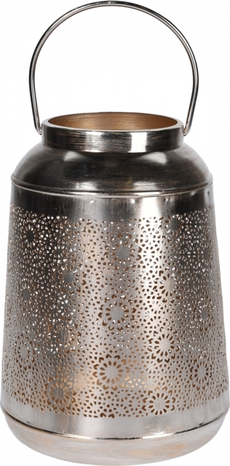 Kovová lucerna zlatá s tmavou patinou 26,5x19 cm