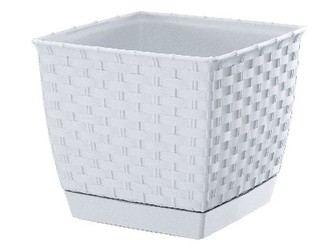 květináč RATOLLA SQUARE 19x19x15,9cm BÍ (S449) s miskou