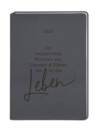 Terminplaner Lederlook A6 "Schwarz 2023