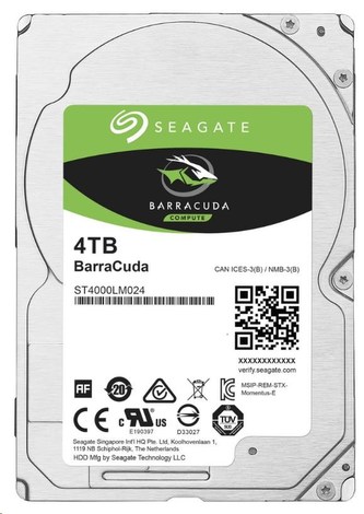 SEAGATE HDD BARRACUDA 2.5" 4TB, SATAIII/600 5400RPM, 128MB cache, 15mm