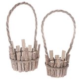 Dřevěný košíček s PVC - bílý - sada 2ks, 0/8