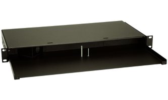 Solarix optická vana 19" s výsuvnou policí uzavíratelná klapkami 1U BK FOS2-1U-B