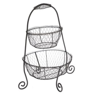 Kovový dvoupatrový stojan s košíky, 0/3