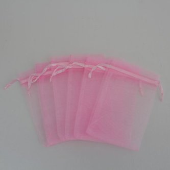 Sáček - růžový (organza)  - sada 12ks, 0/1000