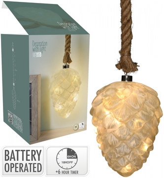 LED skleněná dekorace - šiška 22,5x15 cm bílá