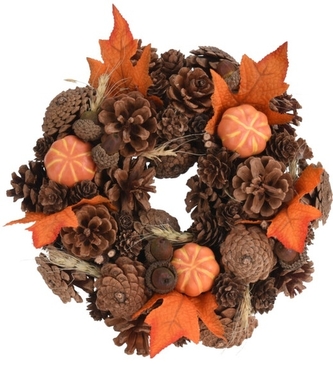 Podzimní věnec Pumpkins 24x8,5 cm, šiškový