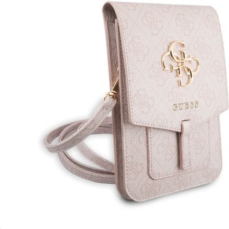 Guess PU 4G Metal Logo univerzální brašna pro telefon růžová