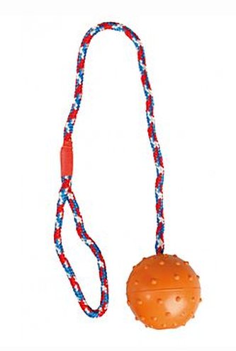 Hračka pes Míč gumový přetahovací s provazem 7cm new