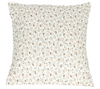 Povláček krepový - kvíteček - bílá, hnědá - 40x40cm