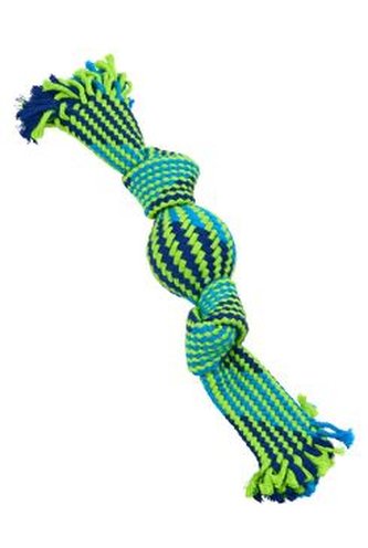 Hračka pes BUSTER Pískací lano s balonkem mod/zel 33cm