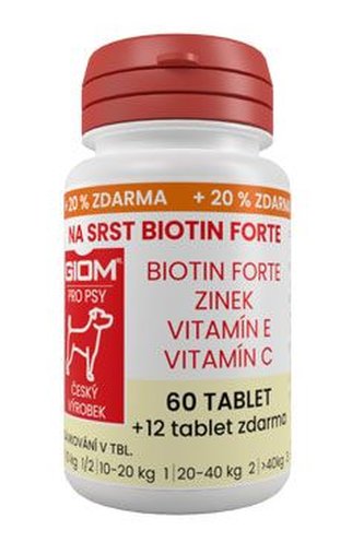 Giom pes Na srst Biotin FORTE 60 tbl+20% zdarma