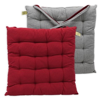 HOME ELEMENTS Podsedák z recyklované bavlny, 40x40 cm, červená + béžová