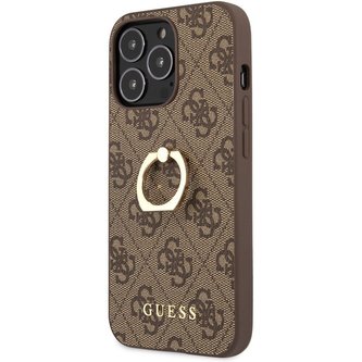 Guess PU 4G Ring Case iPhone 13 Pro Max hnědý