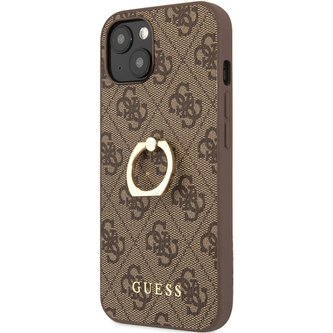 Guess PU 4G Ring Case iPhone 13 hnědý