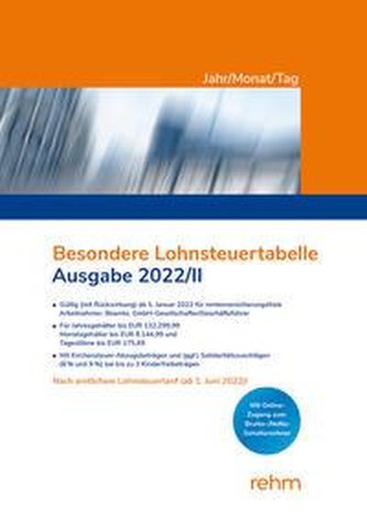 Besondere Lohnsteuertabelle Jahr/Monat/Tag 2022/II