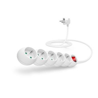 CONNECT IT prodlužovací kabel 230 V, 5 zásuvek, 2 m, s vypínačem (bílý)