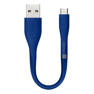 CONNECT IT Wirez Micro USB - USB pro power banky, modrý, 13 cm