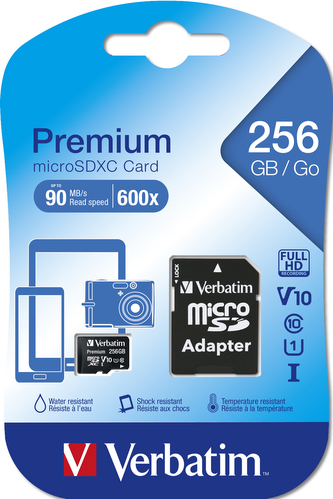 VERBATIM Premium microSDXC 256GB UHS-I V10 U1 + SD adaptér