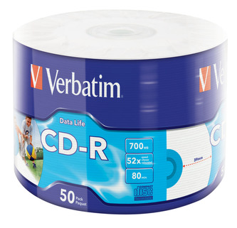 VERBATIM CD-R DataLife 700MB, 52x, printable, wrap 50 ks