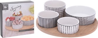 Servírovací misky s kulatým podnosem sada 5 ks