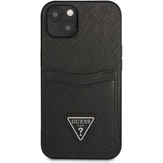 Guess Saffiano Double Card kryt iPhone 13 černý
