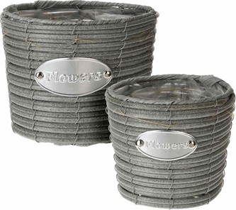Květináč proutěný sada 2 ks FLOWERS GARDEN 19 / 16 cm šedá