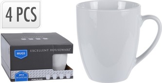 Hrnek porcelánový sada 4 ks bílá 380 ml