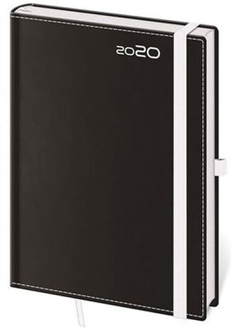 Diář 2020 - Black&White/denní A5/ s poutkem na propisku