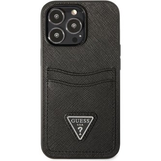 Guess Saffiano Double Card kryt iPhone 13 Pro Max černý