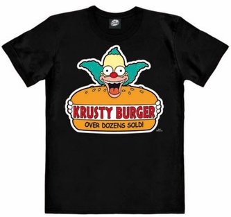Pánské tričko The Simpsons: Krusty The Clown - Krusty Burger (S) černé