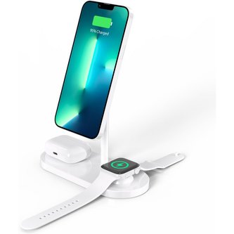 CubeNest S310 Pro 3v1 magnetická bezdrátová nabíječka White