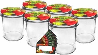 Sklenice zavařovací 346 ml 6 ks s víčkem 82 dekor + etikety