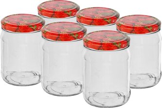 Sklenice zavařovací 500 ml 6 ks s víčkem 82 dekor + etikety