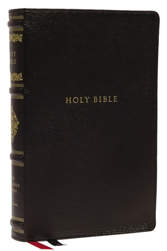 NKJV, Personal Size Reference Bible, Sovereign Collection, Genuine Leather, Black, Red Letter, Thumb Indexed, Comfort Pr