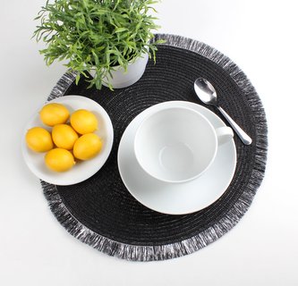 Prostírání kulaté PERU černá/stříbrná O 38 cm Mybesthome