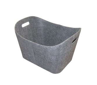 Velký koš na dřevo z plsti 35 x 40 x 55 cm - šedý