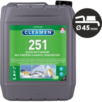 CLEAMEN 251 ruční mytí nádobí koncentrát bez parfémů a barviv 5 l