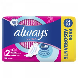 Always Ultra Super hygienické vložky s křidélky 32ks