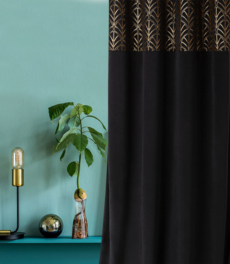 Dekorační vzorovaný velvet závěs s kroužky BLISSY černá 140x250 cm (cena za 1 kus) MyBestHome