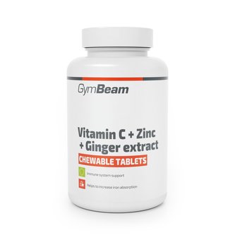 Vitamín C + Zinek + extrakt ze zázvoru, tablety na cucání - GymBeam - 90 tab.