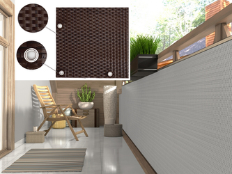 Balkonová ratanová zástěna s očky MALMO, mix hnědá, výška 100 cm šířka 500 cm MyBestHome